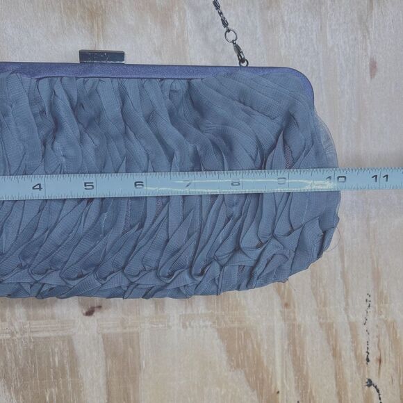 Rare Nite Bags by Carlo Fellini Elegant Grey Ruffled Clutch Evening Cocktail - Picture 8 of 11